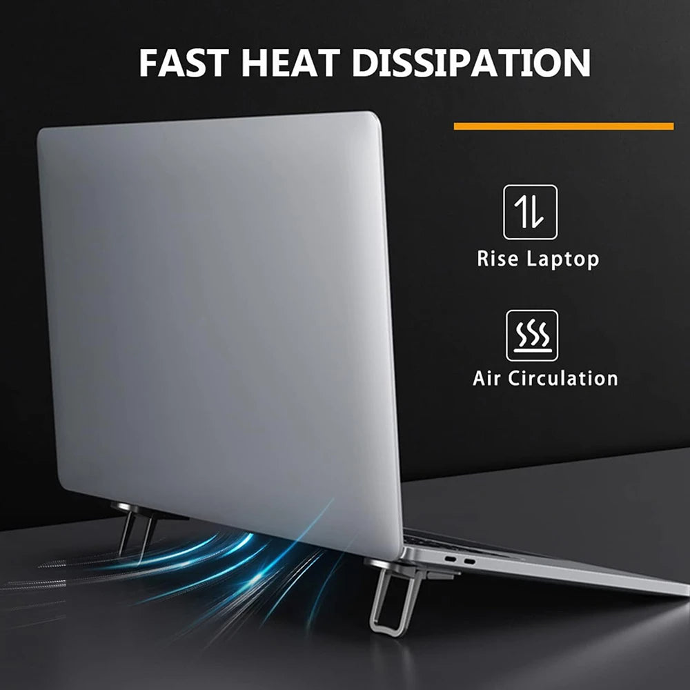 Zinc Alloy Invisible Laptop Stand – Portable Ergonomic Riser & Cooling Support for Laptops