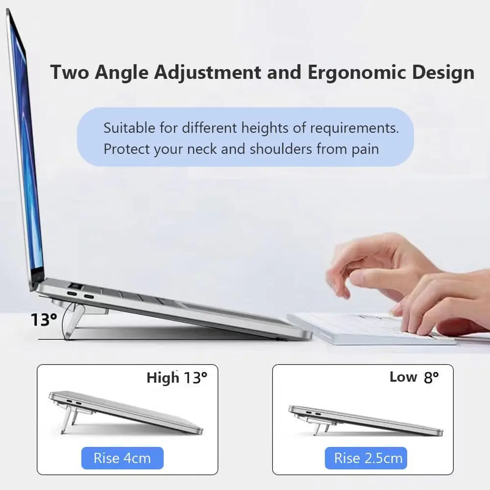 Zinc Alloy Invisible Laptop Stand – Portable Ergonomic Riser & Cooling Support for Laptops