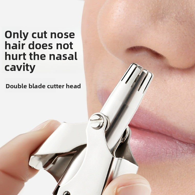 Manual Stainless Steel Nose Hair Trimmer – Waterproof, Portable & No Battery Needed