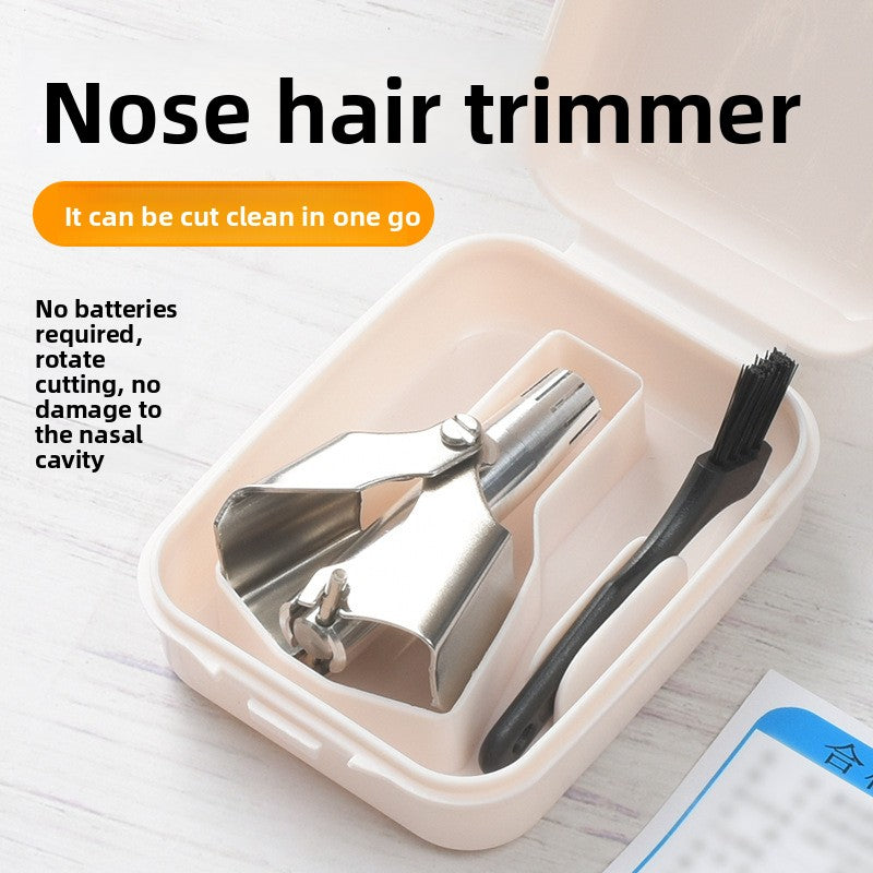 Manual Stainless Steel Nose Hair Trimmer – Waterproof, Portable & No Battery Needed
