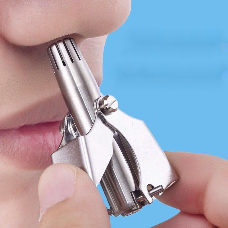 Manual Stainless Steel Nose Hair Trimmer – Waterproof, Portable & No Battery Needed