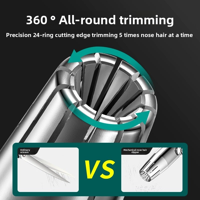 Manual Stainless Steel Nose Hair Trimmer – Waterproof, Portable & No Battery Needed