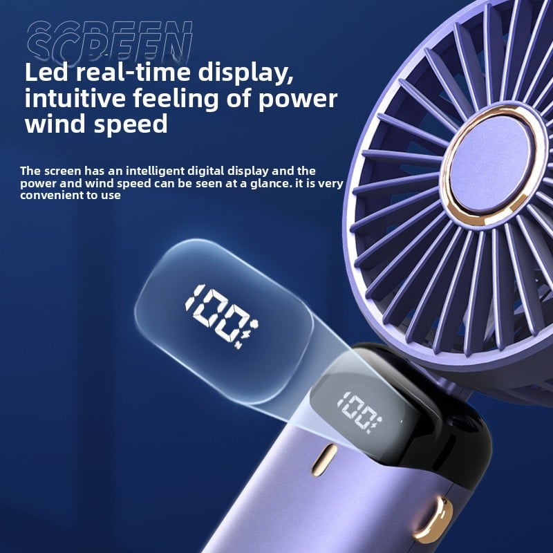 USB Portable Handheld Fan ? Foldable Mini Neck Fan with Digital Display, Rechargeable & Aroma Therapy Function